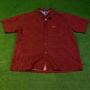 Vintage Tommy Hilfiger Jeans Paisley Casual Half-sleeve Button Up Shirt XXL Red